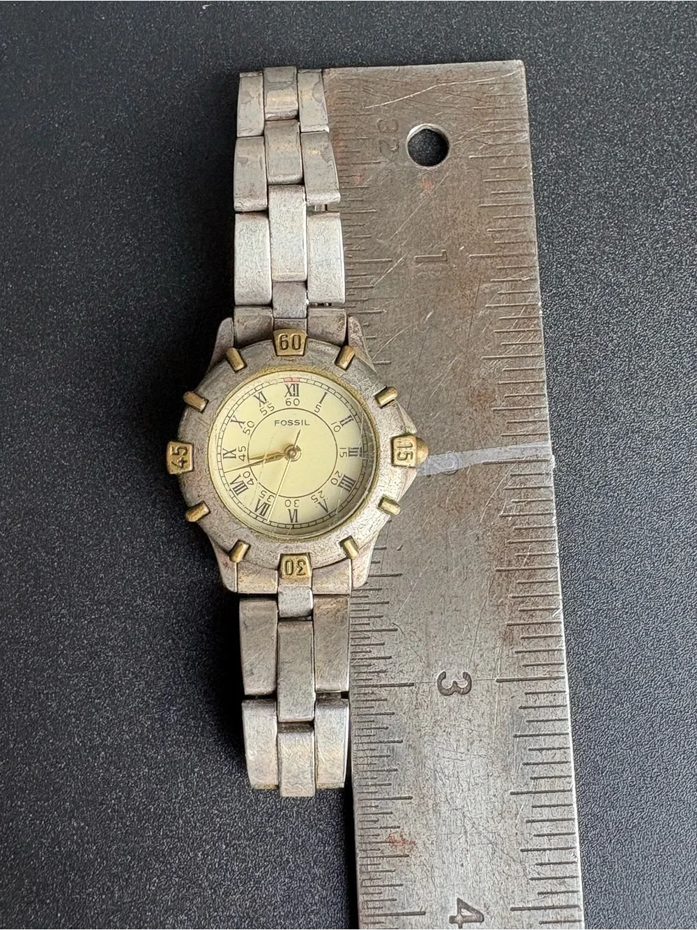 Fossil Two-Tone Silver and Gold Accent Round Dial Watch‎